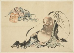 Toitai & Asahina Saburo leżący (2) Naszkicować) autorstwa Katsushika Hokusai