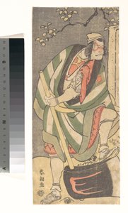 Ichikawa Ebizō (V Danjūrō) w roli Mongaku Shonina przebranego za Yamagatsu w sztuce „Kin no Menuki” autorstwa Minamotoya Kakutsuba autorstwa Katsushika Hokusai