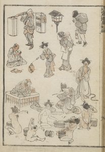Kąpiel japońska (drzeworyt) autorstwa Katsushika Hokusai