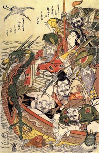 Mitologia japońska: „Siedem bóstw szczęścia” autorstwa Katsushika Hokusai