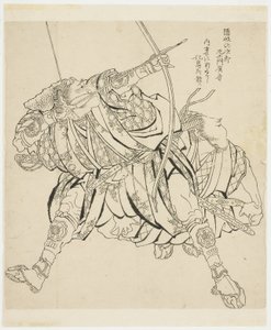 Jiro-zai-mon Strzelanie z łuku i strzał (Ikino), c.1815-49 (tusz na papierze) autorstwa Katsushika Hokusai