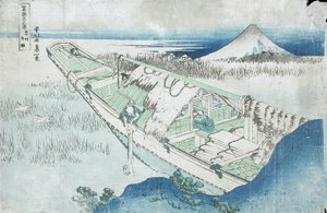 Joshu, Ushibori, Hetachi Provinces z serii Thirty Six Views of Fuji, XIX wiek (kolorowy drzeworyt) autorstwa Katsushika Hokusai