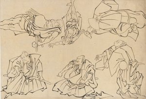 Aktorzy kabuki, koniec XVIII-początek XIX wieku. autorstwa Katsushika Hokusai