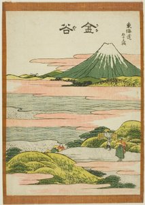 Kanaya z serii „Pięćdziesiąt trzy stacje Tokaido (Tokaido gojusan tsugi)” autorstwa Katsushika Hokusai
