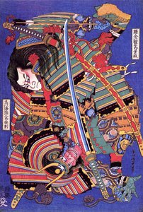 Wojownik Kengoro (drewnodruk) autorstwa Katsushika Hokusai