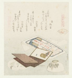 Kolor powłoki Irogai (tytuł na obiekcie) Porównanie wierszy i muszli Genroku (tytuł serii) Genroku kasen kaiawase (tytuł serii na obiekcie) autorstwa Katsushika Hokusai