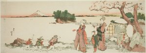 Panie w Shichirigahama autorstwa Katsushika Hokusai