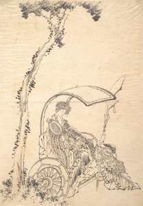 Pani w rydwanie. autorstwa Katsushika Hokusai