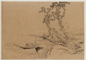Krajobraz: figury łowiące z łodzi, koniec XVIII-początek XIX wieku. autorstwa Katsushika Hokusai