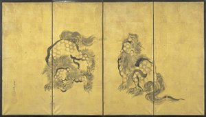 Lwy autorstwa Katsushika Hokusai