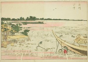Odpływ w Shinagawa (Shinagawa shiohi), z ilustrowanej książki „Picture Book of Amusements of the East (Ehon Azuma asobi)” autorstwa Katsushika Hokusai