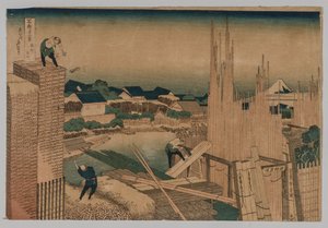 Skład drewna, 1760-1849. autorstwa Katsushika Hokusai