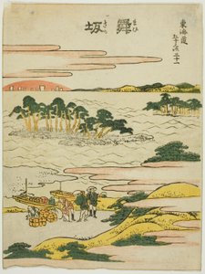 Maisaka, z serii „Pięćdziesiąt trzy stacje Tokaido (Tokaido gojusan tsugi)” autorstwa Katsushika Hokusai