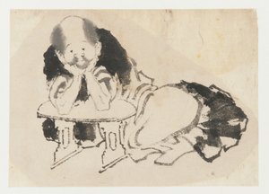 Mężczyzna siedzący z podłokietnikiem, okres Edo, XIX wiek. autorstwa Katsushika Hokusai