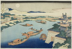Światło księżyca nad rzeką Yodo (Yodogawa), z serii „Śnieg, księżyc i kwiaty (Setsugekka)” autorstwa Katsushika Hokusai