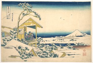 Poranek po śniegu w Koishikawa w Edo (Koishikawa yuki no ashita), z cyklu „Trzydzieści sześć widoków góry Fuji” (Fugaku sanjūrokkei) autorstwa Katsushika Hokusai