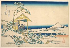 Poranek po śniegu w Koishikawa w Edo (Koishikawa yuki no ashita), z cyklu „Trzydzieści sześć widoków góry Fuji” (Fugaku sanjūrokkei) autorstwa Katsushika Hokusai