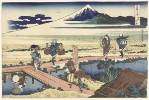 Nakahara w Sagami Soshu Nakahara (tytuł na obiekcie) 36 widoków góry Fuji (tytuł serii) Fugaku sanjurokkei (tytuł serii na obiekcie) autorstwa Katsushika Hokusai