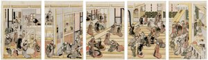 Nowy Rok w domu publicznym Ogi-ya autorstwa Katsushika Hokusai