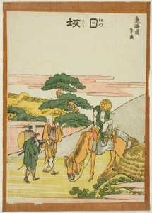 Nissaka, z serii „Pięćdziesiąt trzy stacje Tokaido (Tokaido gojusan tsugi)” autorstwa Katsushika Hokusai