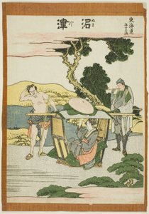 Numatsu, z serii „Pięćdziesiąt trzy stacje Tokaido (Tokaido gojusan tsugi)” autorstwa Katsushika Hokusai