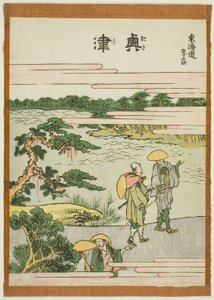 Okitsu, from the series "Fifty-three Stations of the Tokaido (Tokaido gojusan tsugi)" autorstwa Katsushika Hokusai