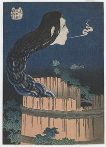 Sto opowieści o duchach: Sarayashiki, okres Edo, 1831-32 (kolorowy drzeworyt) autorstwa Katsushika Hokusai