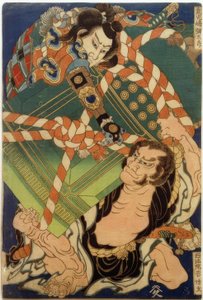 Onikojima yatarô i Seihôin akabôzu autorstwa Katsushika Hokusai