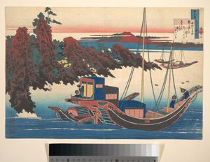 Wiersz autorstwa Chūnagona Yakamochiego (Ōtomo no Yakamochi) z cyklu „Sto wierszy wyjaśnionych przez nianię” (Hyakunin isshu uba ga etoki) autorstwa Katsushika Hokusai