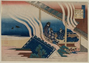 Wiersz Fujiwara no Yoshitaka, z serii Sto wierszy stu poetów wyjaśnionych przez starą pielęgniarkę autorstwa Katsushika Hokusai
