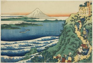 Poe m autorstwa Yamabe no Akahito, z serii autorstwa Katsushika Hokusai