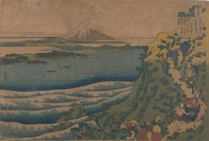 Wiersz autorstwa Yamade no Akahito autorstwa Katsushika Hokusai