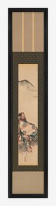 Poeta Semimaru ze swoją lutnią w torbie, okres Edo, 1839. autorstwa Katsushika Hokusai