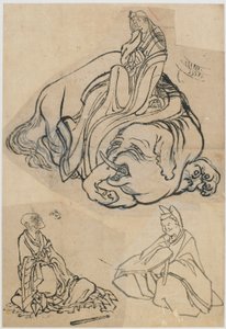 Szkic przygotowawczy do Kurtyzany Eguchi jako Bodhisattwy Fugen..., okres Edo, c1806-1811. autorstwa Katsushika Hokusai