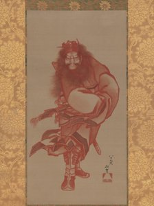 Czerwony Shoki, Demon Queller, datowany na 1847 rok. autorstwa Katsushika Hokusai