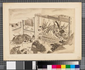 Sceny z wojny między Japonią a Koreą, koniec XVIII - pierwsza połowa XIX wieku (tusz i płótno na papierze) autorstwa Katsushika Hokusai