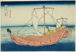 Sea Lane poza prowincją Kazusa (Kazusa no kairo), z serii „Trzydzieści sześć widoków na górę Fuji (Fugaku sanjurokkei)” autorstwa Katsushika Hokusai