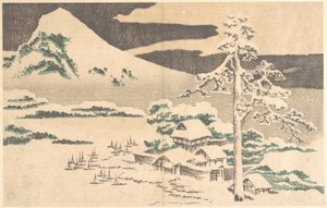 „Nadmorska wioska zimą” z albumu „Realistyczne obrazy” (Hokusai shashin gafu) autorstwa Hokusai autorstwa Katsushika Hokusai
