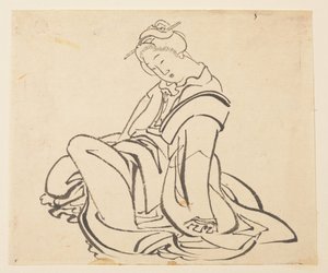 Siedząca kobieta autorstwa Katsushika Hokusai