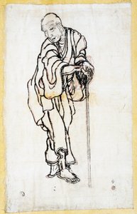 Autoportret jako staruszek, ok. 1840-49 (pióro i atrament na papierze) autorstwa Katsushika Hokusai