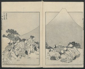 Przesunięcie w lewo, otwarcie Fuji w prawo ze stu widoków góry Fuji, 1834. autorstwa Katsushika Hokusai