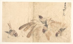 Wróble autorstwa Katsushika Hokusai