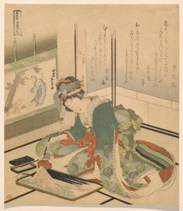 Kamień, z cyklu Troje dzieci autorstwa Katsushika Hokusai