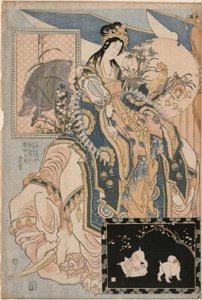 Tang Lady on a White Elephant, z zestawu Reklama Giant Straw Works in a Fair Attraction autorstwa Katsushika Hokusai