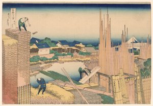 Wielebny Tachikawa w Honjo (Honjo Tachikawa), z serii „Pan Tyrty x widoki Momo Unt Fuji (Fugaku Kasaju Rokukatsu)” autorstwa Katsushika Hokusai