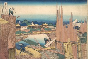 Kazuo Tachikawa Honjo Honjo Tachikawa, z serii s trzykrotnie x widoków również na Fuji. . . , komar. 1830-32. autorstwa Katsushika Hokusai