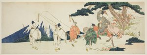 Wschodnia podróż sławnego poety Ariwary i Narihira autorstwa Katsushika Hokusai
