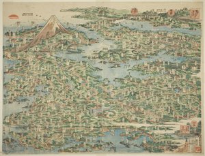 Słynne miejsca na trasie Tokaido w jednym widoku (Tokaido meisho ichiran) autorstwa Katsushika Hokusai