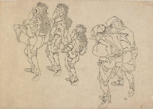 Taniec lwa, koniec XVIII i początek XIX wieku. autorstwa Katsushika Hokusai