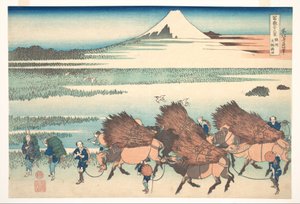 „Nowe pola w Ōno w prowincji Suruga” (Sunshū Ōno shinden), z cyklu „Trzydzieści sześć widoków góry Fuji” (Fugaku sanjūrokkei) autorstwa Katsushika Hokusai